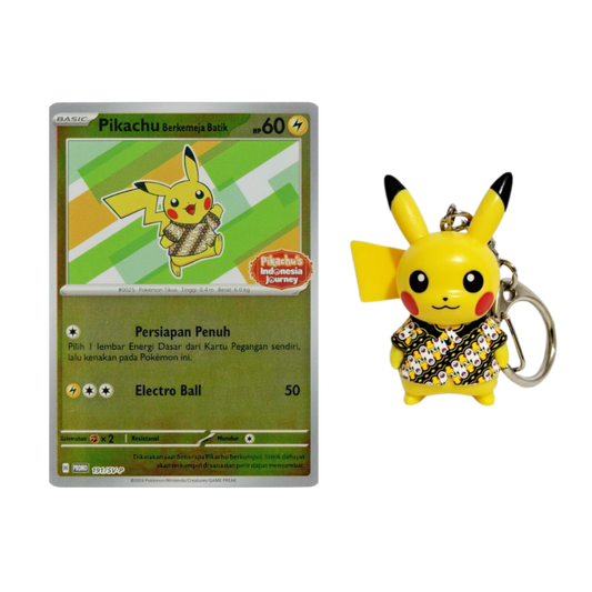 Pokémon Berkemeja Holo Batik Pikachu 191/SV-P + Pikachu Batik Keychain