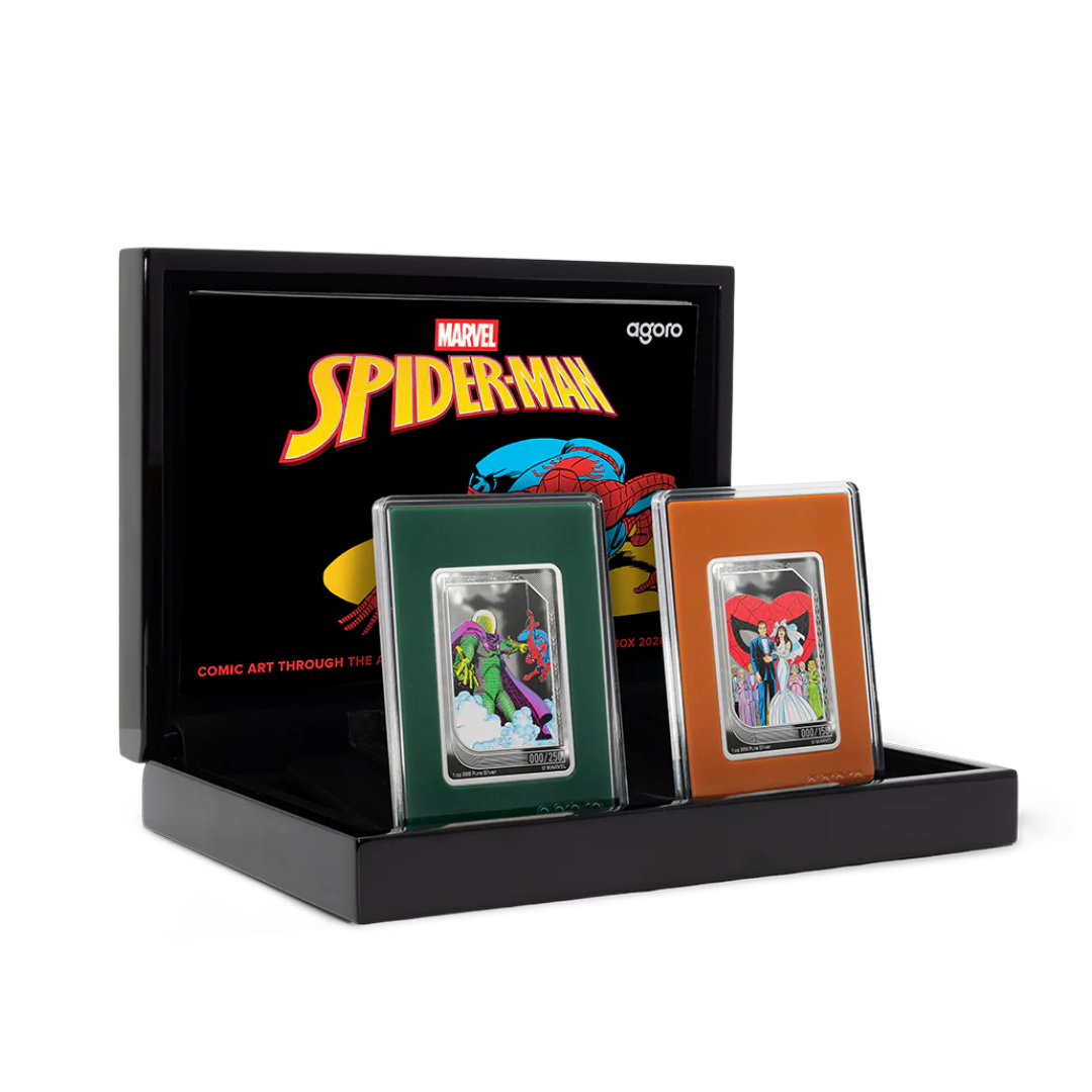 Agoro Marvel Trading Coins Spider-Man Comic Art Through The Ages Box