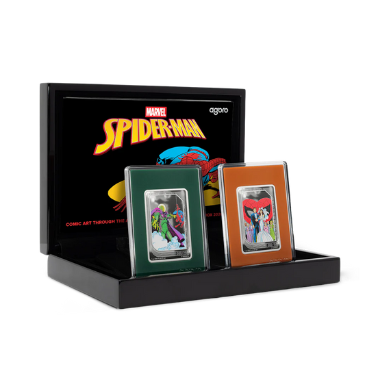 Agoro Marvel Trading Coins Spider-Man Comic Art Through The Ages Box